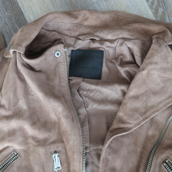 All Saints Khaki Suede Jacket - Picture 3 of 4